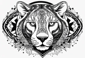 cosmic spiritual archway panther face constellation tattoo idea
