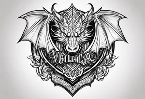 Valhalla sword shield dragon head tattoo idea