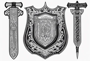 Valhalla sheild sword tattoo idea