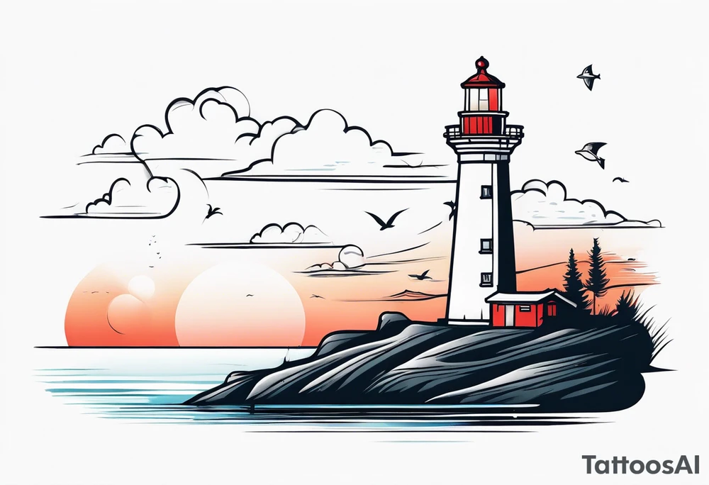 lighthouse draft style tattoo idea