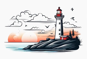 lighthouse draft style tattoo idea