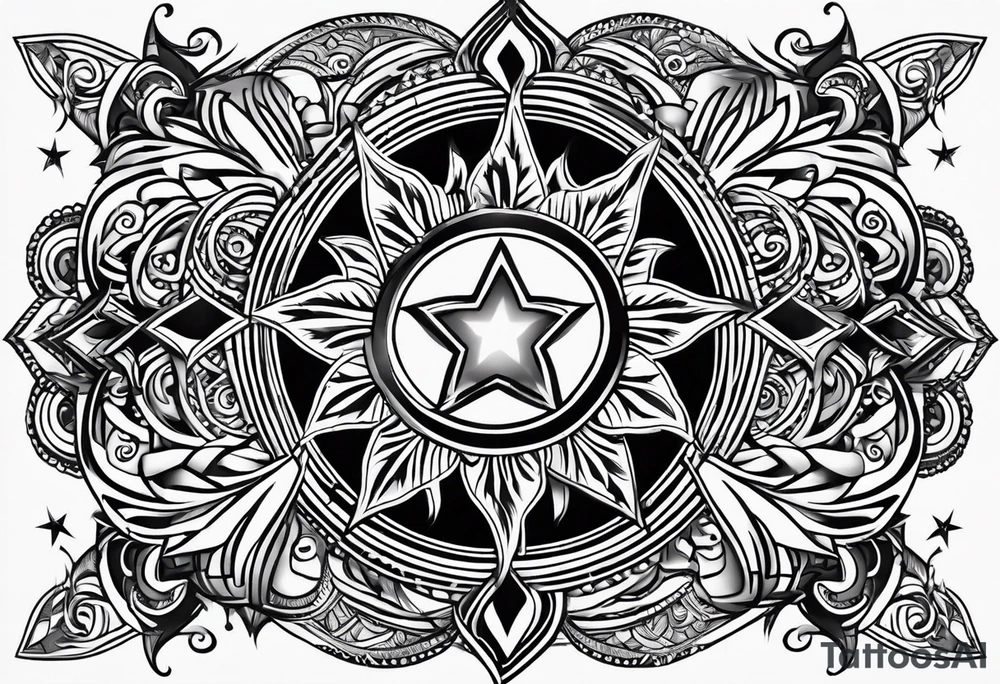 3 stars and a sun tattoo idea