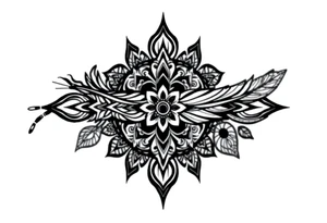 spiritual feather indian mandala shaman rune tattoo idea