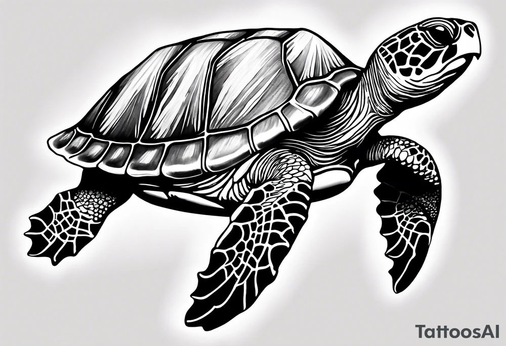 beachy seashell sea turtle tattoo idea