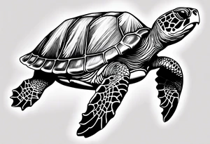 beachy seashell sea turtle tattoo idea