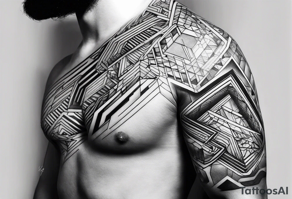 futuristic style on left arm tattoo idea