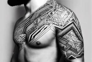 futuristic style on left arm tattoo idea