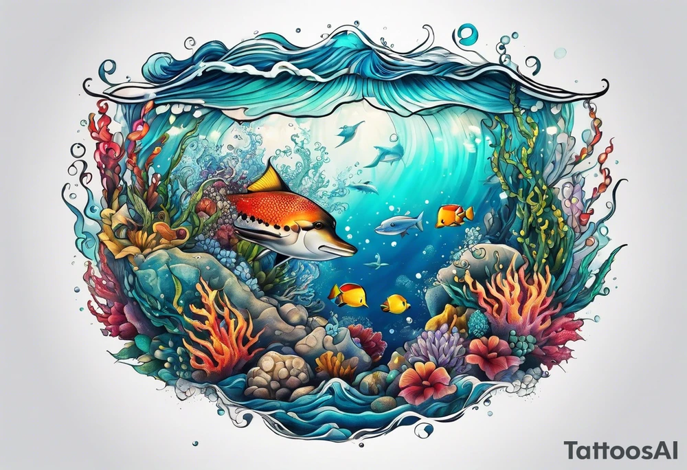 Sea animals tattoo idea