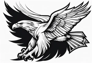 Eagle flying with sword tattoo idea
