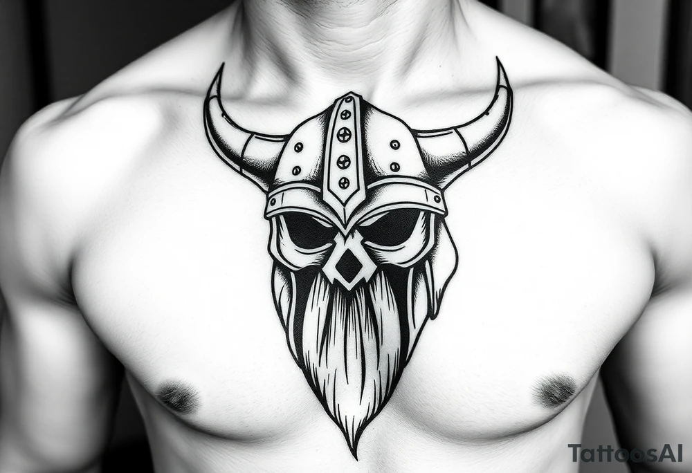 realistic large vikings helmet without face tattoo idea