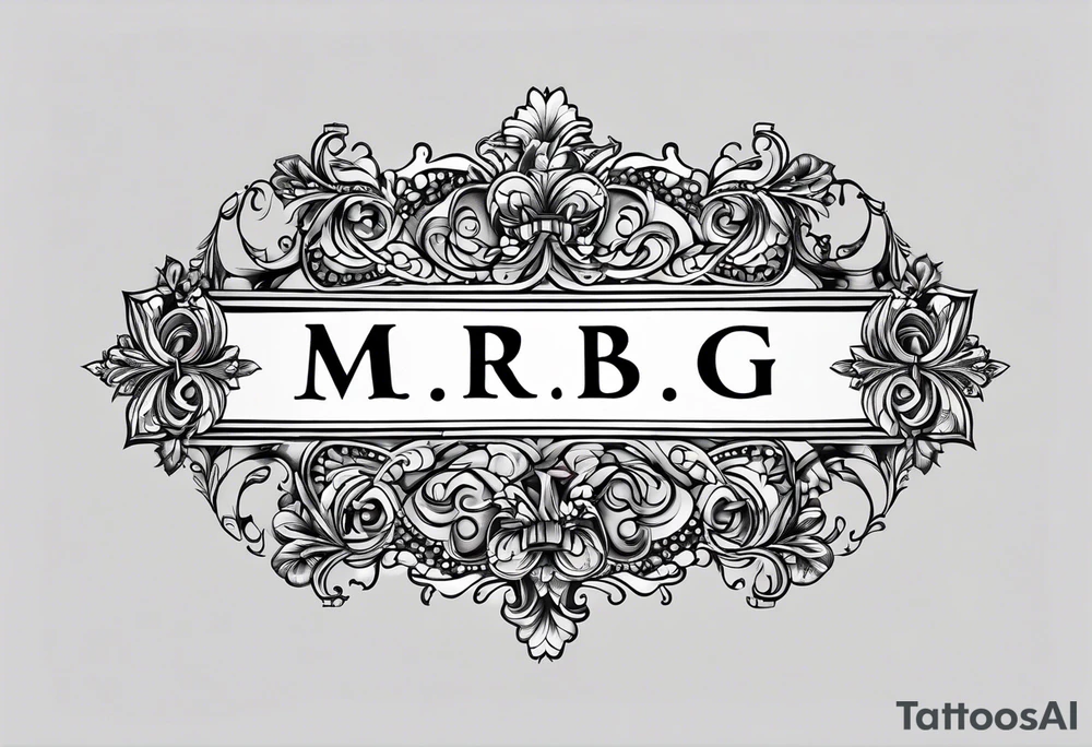 letters: "MRBG" underlined, equally separated
simple, clear, plain, unadorned tattoo idea letters: "MRBG" underlined, equally separated
simple, clear, plain, unadorned tattoo idea