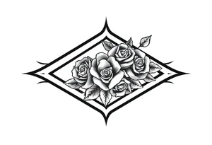 Small Roses filing the inside of an elongated diamond shape tattoo idea