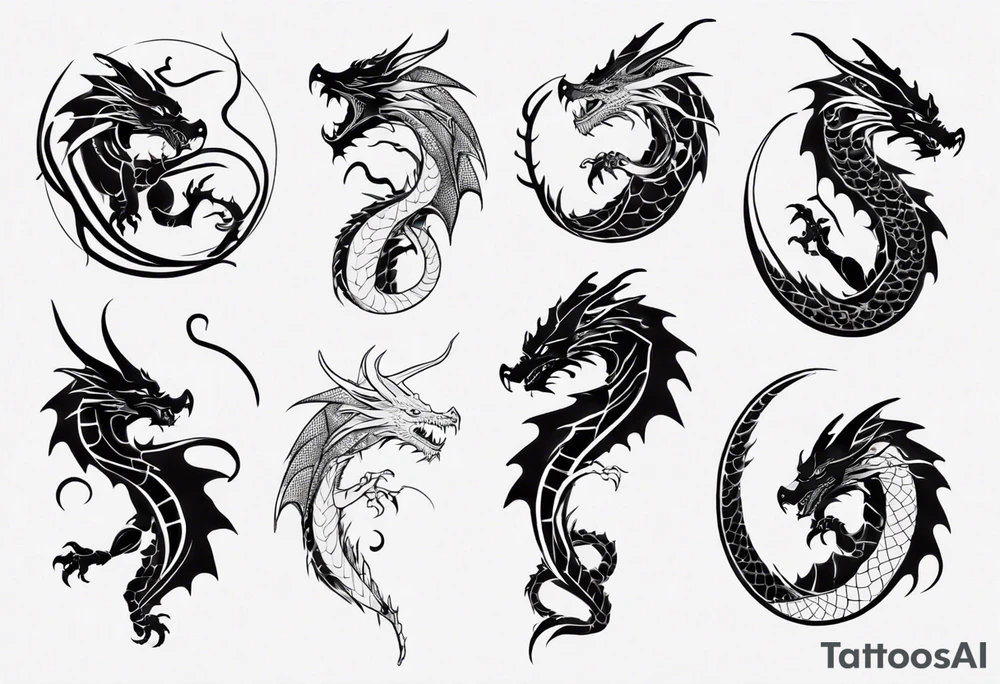 dragon with long body and scales tattoo idea