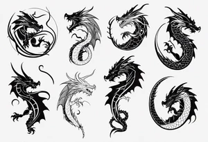 dragon with long body and scales tattoo idea