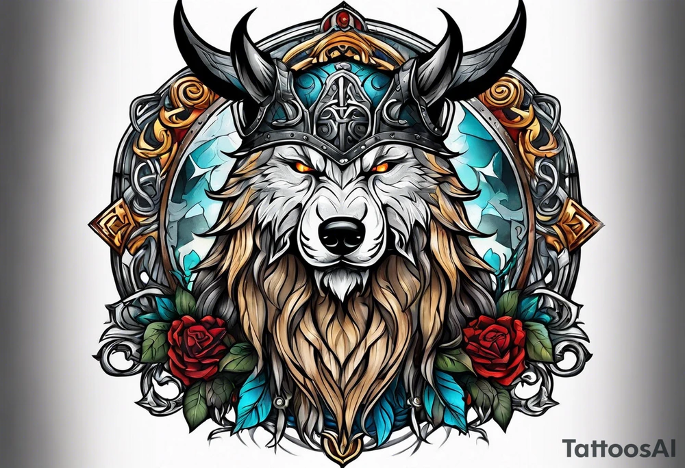 Viking with wolf tattoo idea