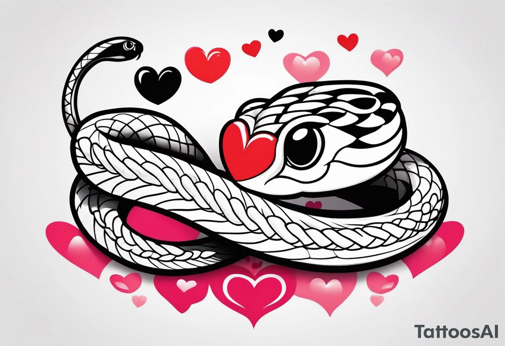 A cute snake with hearts. tattoo idea