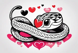 A cute snake with hearts. tattoo idea