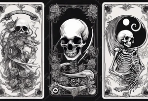 Ying yang death tarot card scythe skeleton tattoo idea
