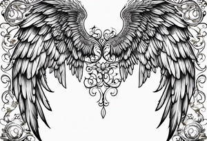 beautiful angel wings with filigree tattoo idea