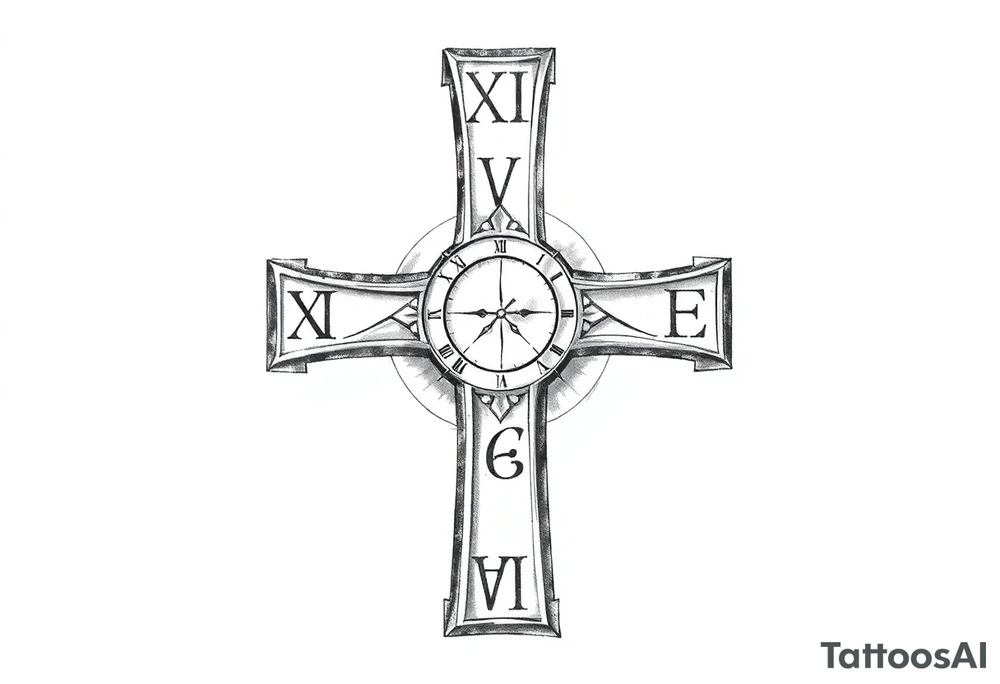 Roman numeral cross tattoo idea