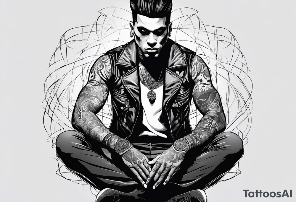 shadowman sitting tattoo idea