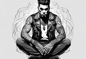 shadowman sitting tattoo idea