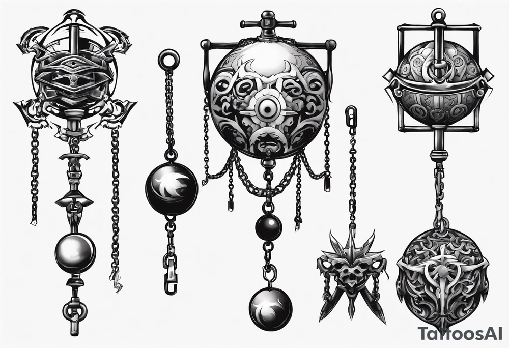 ball mace on a chain tattoo idea