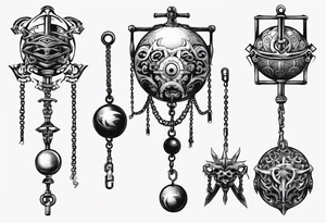 ball mace on a chain tattoo idea