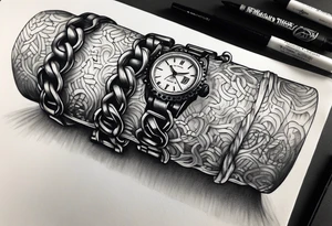 thick bike chain wrist tattoo idea