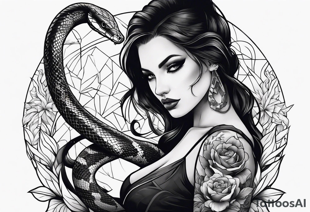 half sleeve with a snake heart and knife tattoo idea