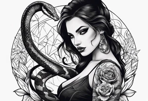 half sleeve with a snake heart and knife tattoo idea