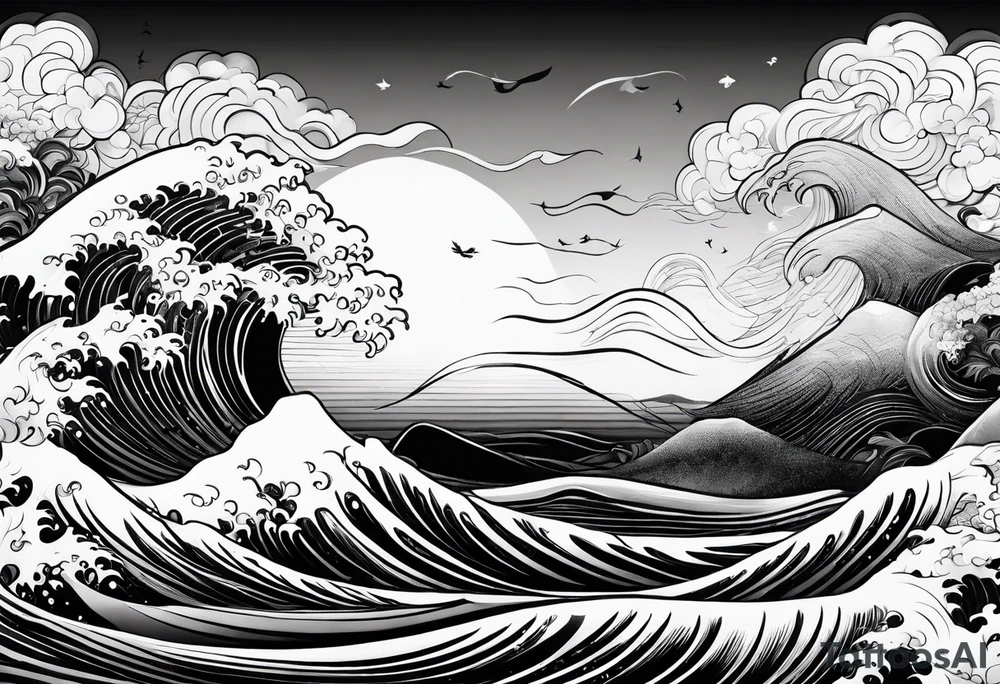 Japanese background waves or sky tattoo idea