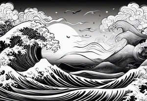 Japanese background waves or sky tattoo idea