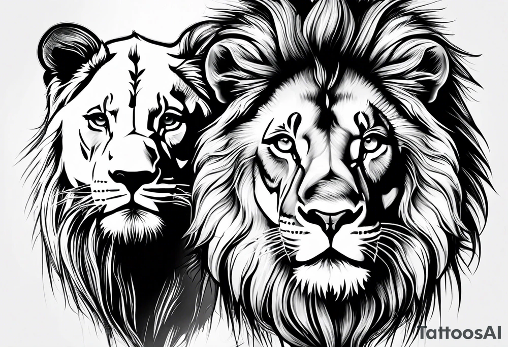 Realistic lion and lioness
bonding tattoo idea Realistic lion and lioness
bonding tattoo idea