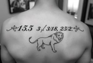 Safarii in cursive with time “15:05” and date “3/18/25” with lion tattoo idea