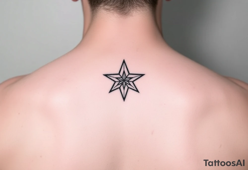 A star tattoo design. symbolizing guidance and empowerment. black and white. small tattoo idea