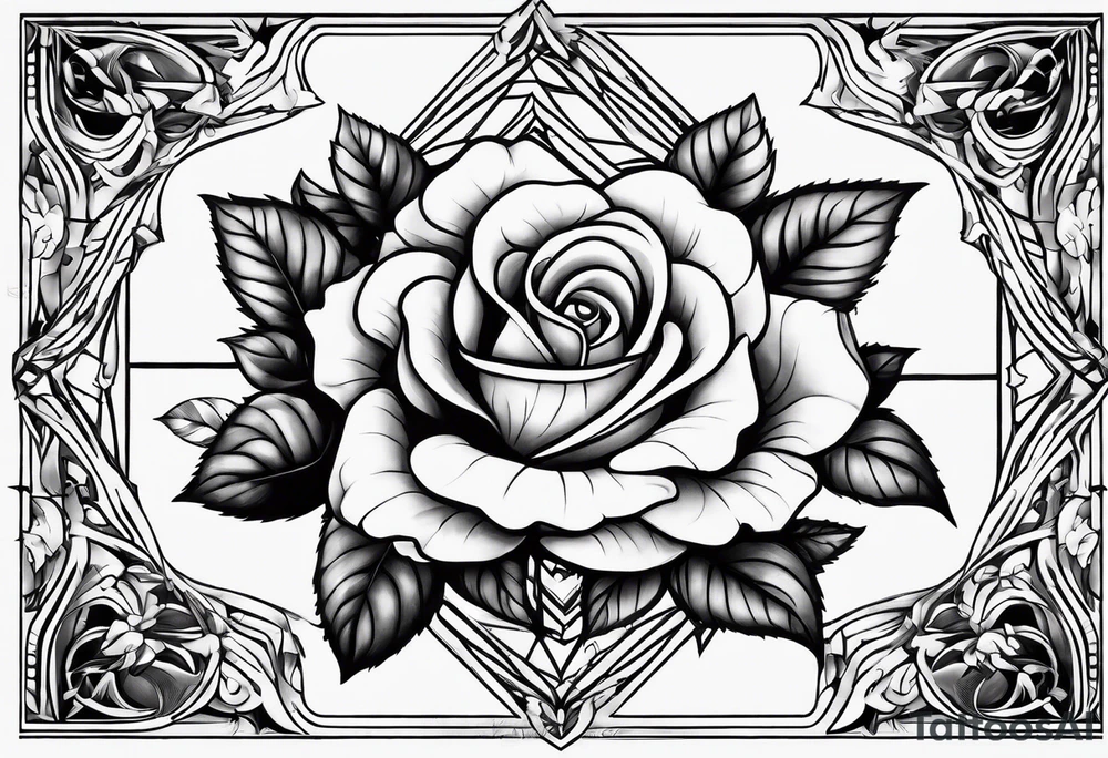 Tesseract with roses and stars tattoo idea