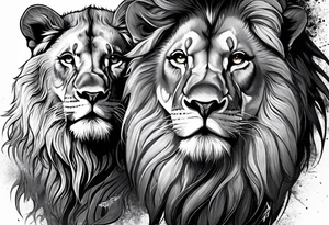 Father lion with two cub lions tattoo idea