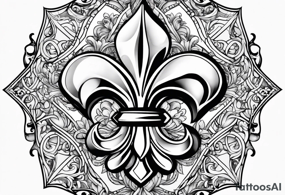 Fleur de lis with geo designs around it tattoo idea
