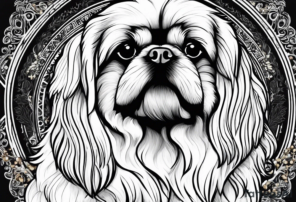 The contour of the face of a pekingese with shih tzu mixed race god. Nothing besides the face. tattoo idea