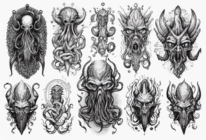 lovecraft monster for arms and forearms tattoo idea