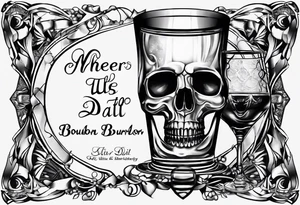 Cheers Mate text, armband +Cancer Ribbon  + bourbon glass tattoo idea
