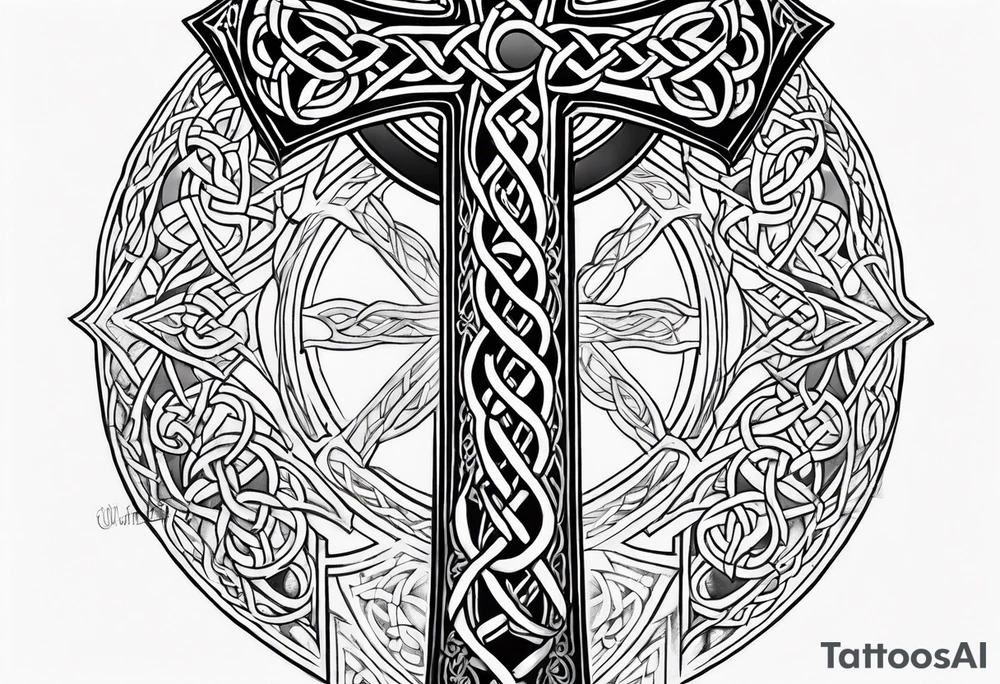 Celtic cross and sword tattoo idea