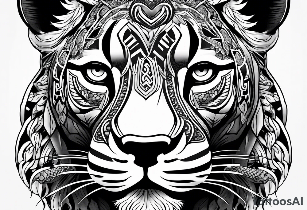 aztec black jaguar with snake tattoo idea