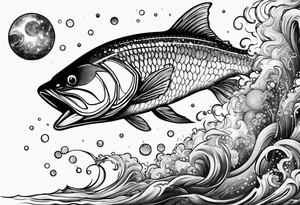 A man fishing into the universe tattoo idea