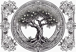 Olive tree with a heart in the middle tattoo idea