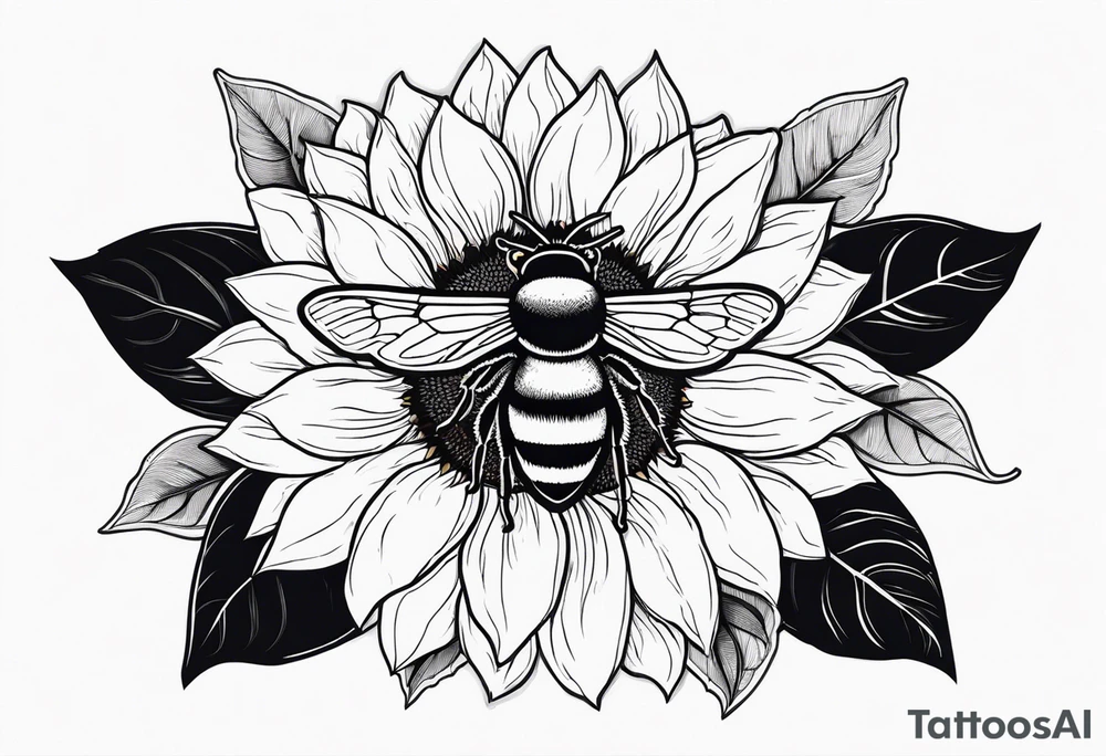 A lumur holding a sunflower with a bee circling tattoo idea