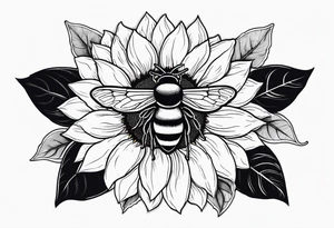 A lumur holding a sunflower with a bee circling tattoo idea
