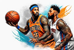 detroit city , basketball player with 23 and virgo symbol tattoo idea