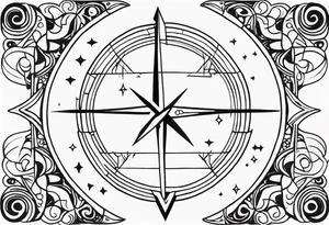 sagittarius symbol with designs for family surrounding it tattoo idea